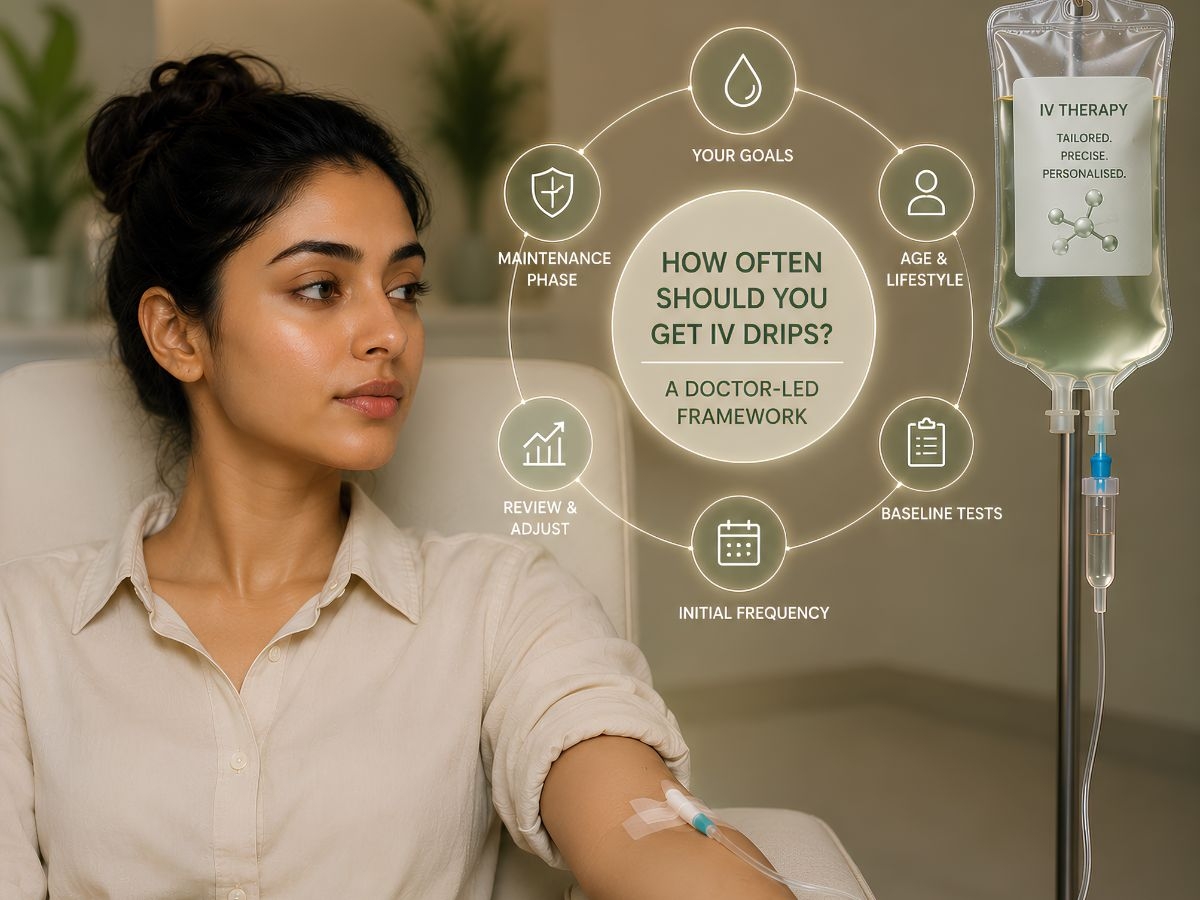 ALIV Pune IV drip frequency guide — doctor building personalised IV session schedule for patient